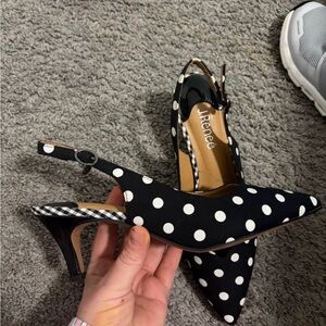 J.Renee Black and White Polka Dot Slingback Pumps